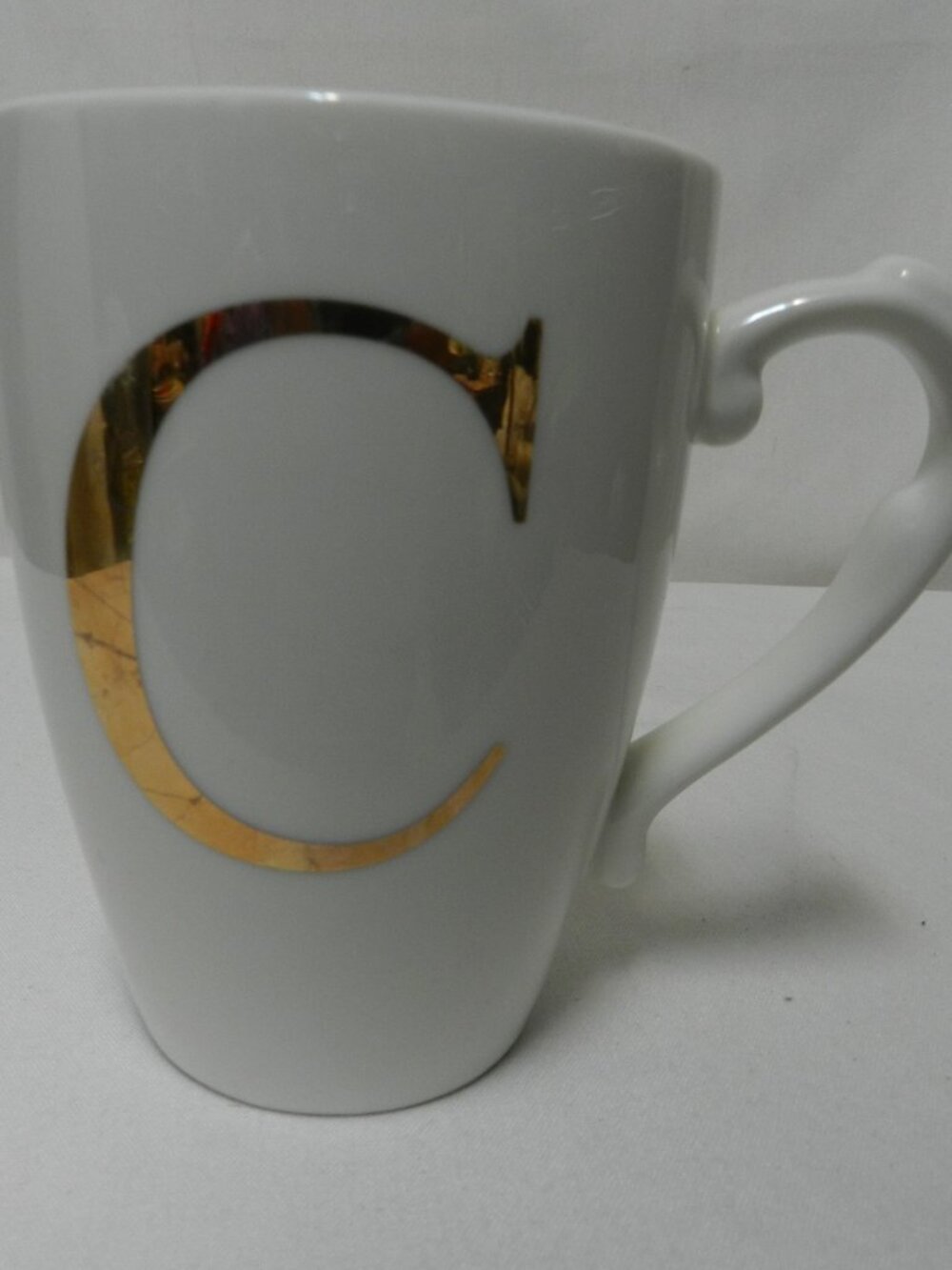 Lenox Monogram Initial gold "C" ceramic mug cup dish safe 16 ounces